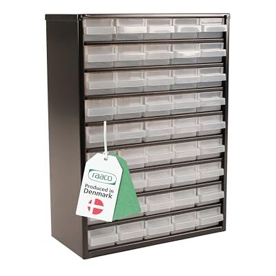 Raaco Casiers à Tiroirs C9-45, Cadre en Acier, 45 Tiroirs en Plastique, Charge 30 kg, 15 x 30,6 x 42 cm, Montable au Mur, pour Rangement Garage & Atelier, Rangement Visserie Atelier - Publicité Raaco Casiers à Tiroirs C9-45, Cadre en Acier, 45 Tiroirs en Plastique, Charge 30 kg, 15 x 30,6 x 42 cm, Montable au Mur, pour Rangement Garage & Atelier, Rangement Visserie Atelier - Publicité