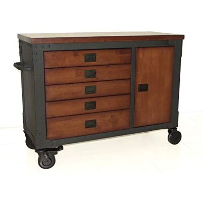 Duramax Coffre à outils roulant à 5 tiroirs avec armoire à outils pour la maison, le garage et l'atelier, renforcé chariot de rangement au look vintage, coffre à roulettes, 122x51x94 cm - Publicité Duramax Coffre à outils roulant à 5 tiroirs avec armoire à outils pour la maison, le garage et l'atelier, renforcé chariot de rangement au look vintage, coffre à roulettes, 122x51x94 cm - Publicité