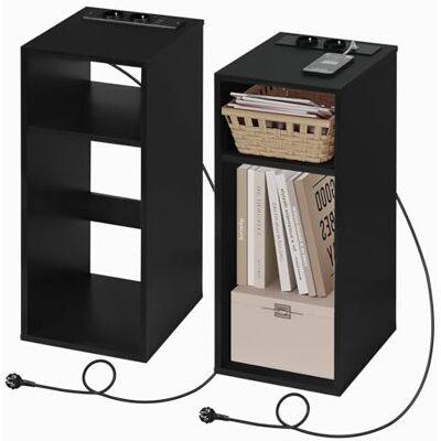 WOLTU Table de Chevet, Table d’appoint avec Station de Charge, 2 Compartiments Ouverts, 2 Ports USB+2 Prises, Noir, 25x30x60cm, NTS06sz-2 - Publicité WOLTU Table de Chevet, Table d’appoint avec Station de Charge, 2 Compartiments Ouverts, 2 Ports USB+2 Prises, Noir, 25x30x60cm, NTS06sz-2 - Publicité