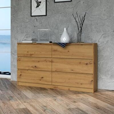 Home Collective Commode, Chambre à Coucher Couloir, Armoire, Sideboard, highboard avec 6 tiroirs, Largeur 140 cm Hauteur 75 Artisan Parfait pour Le Salon, la Chambre à Coucher ou la Salle à Manger - Publicité Home Collective Commode, Chambre à Coucher Couloir, Armoire, Sideboard, highboard avec 6 tiroirs, Largeur 140 cm Hauteur 75 Artisan Parfait pour Le Salon, la Chambre à Coucher ou la Salle à Manger - Publicité
