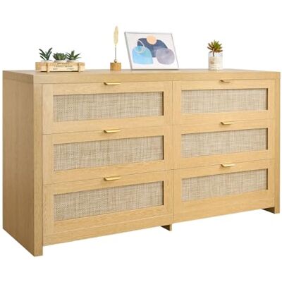 VEVOR Commode en rotin 6 tiroirs, Meuble de Rangement avec poignées en métal, Organisateur de vêtements et Rangement bohème en Bois, Armoire pour Chambre, Salon, Couloir, entrée, Couleur Bois Naturel - Publicité VEVOR Commode en rotin 6 tiroirs, Meuble de Rangement avec poignées en métal, Organisateur de vêtements et Rangement bohème en Bois, Armoire pour Chambre, Salon, Couloir, entrée, Couleur Bois Naturel - Publicité