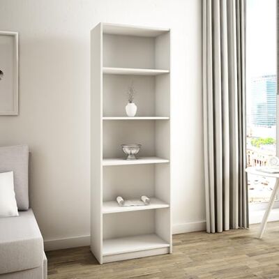 Home Collective Bibliothèque à 5 niveaux, étagère en finition mate, largeur 58 cm, étagère sur pied avec 4 étagères, idéale pour chambre, salon, couloir, panneau stratifié résistant, épaisseur 16 mm blanc - Publicité Home Collective Bibliothèque à 5 niveaux, étagère en finition mate, largeur 58 cm, étagère sur pied avec 4 étagères, idéale pour chambre, salon, couloir, panneau stratifié résistant, épaisseur 16 mm blanc - Publicité