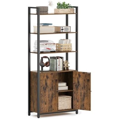 VASAGLE Bibliothèque Verticale à 6 Niveaux avec Porte, Structure en Métal, Étagères Réglables, 24 x 60 x 159,5 cm, pour Salon, Chambre, Marron Rustique et Noir d Encre LLS133K01 - Publicité VASAGLE Bibliothèque Verticale à 6 Niveaux avec Porte, Structure en Métal, Étagères Réglables, 24 x 60 x 159,5 cm, pour Salon, Chambre, Marron Rustique et Noir d Encre LLS133K01 - Publicité