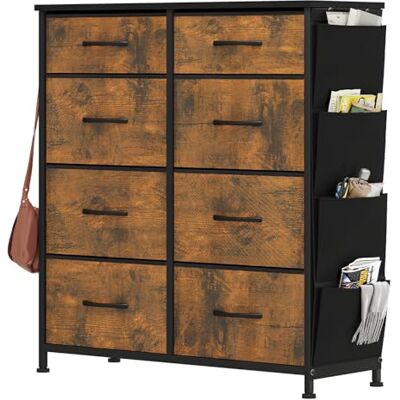 YITAHOME Commode avec Poches latérales et Crochets, Commode à 8 Tiroirs en Tissu Meuble de Rangement avec Dessus en Bois pour Chambre à Coucher, Salon,Grain de Bois pourri - Publicité YITAHOME Commode avec Poches latérales et Crochets, Commode à 8 Tiroirs en Tissu Meuble de Rangement avec Dessus en Bois pour Chambre à Coucher, Salon,Grain de Bois pourri - Publicité