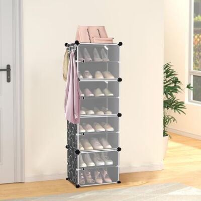 LANTUS Boîte à Chaussures, Armoire à Chaussures, Étagère à Chaussures avec 8 Compartiments, Étagère Modulable en Plastique, Compartiment de 44 x 32 x 126 cm (Noir) - Publicité LANTUS Boîte à Chaussures, Armoire à Chaussures, Étagère à Chaussures avec 8 Compartiments, Étagère Modulable en Plastique, Compartiment de 44 x 32 x 126 cm (Noir) - Publicité