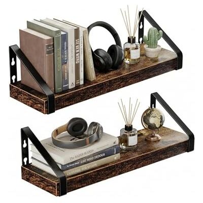 PURELLEL Étagère Murale, Étagère Suspendue, Lot de 2, Tablette, 2 Options de Montage, 40 Cm, pour Le Salon, La Cuisine, Le Bureau, La Salle de Bains, Marron Vintage - Publicité PURELLEL Étagère Murale, Étagère Suspendue, Lot de 2, Tablette, 2 Options de Montage, 40 Cm, pour Le Salon, La Cuisine, Le Bureau, La Salle de Bains, Marron Vintage - Publicité