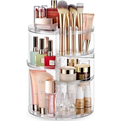 Masirs Organiseur de maquillage rotatif à 360° – Hauteur d'étagère réglable et entièrement rotatif. L'organisateur de cosmétiques parfait pour commode de chambre à coucher ou comptoir de coiffeuse - Publicité Masirs Organiseur de maquillage rotatif à 360° – Hauteur d'étagère réglable et entièrement rotatif. L'organisateur de cosmétiques parfait pour commode de chambre à coucher ou comptoir de coiffeuse - Publicité