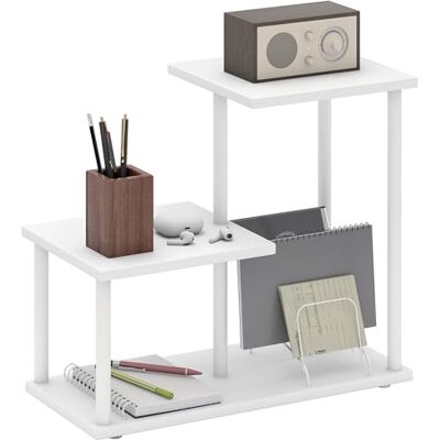 HOMCOM Etagère en Bois 3 Niveaux Bibliothèque Moderne avec Cadre en métal Etagère de Rangement pour Bureau Cuisine 40x20x34,5 cm Blanc - Publicité HOMCOM Etagère en Bois 3 Niveaux Bibliothèque Moderne avec Cadre en métal Etagère de Rangement pour Bureau Cuisine 40x20x34,5 cm Blanc - Publicité