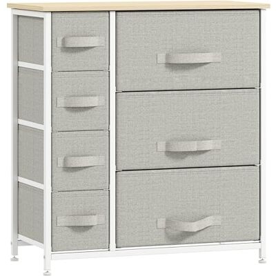 HOMCOM Commode 7 tiroirs en Tissu, chiffonnier, Meuble de Rangement Moderne, Cadre en Acier, Commode Chambre, Salon, entrée, 63,5 x 30 x 71 cm, Gris - Publicité HOMCOM Commode 7 tiroirs en Tissu, chiffonnier, Meuble de Rangement Moderne, Cadre en Acier, Commode Chambre, Salon, entrée, 63,5 x 30 x 71 cm, Gris - Publicité