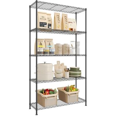 SONGMICS Étagère, Tablettes Réglables, Étagère de Rangement, pour Garage, Chambre, Salon, Dressing, Cuisine, Cellier, 5 Niveaux, 30 x 90 x 161 cm, Noir d'encre LGR195BH01 - Publicité SONGMICS Étagère, Tablettes Réglables, Étagère de Rangement, pour Garage, Chambre, Salon, Dressing, Cuisine, Cellier, 5 Niveaux, 30 x 90 x 161 cm, Noir d'encre LGR195BH01 - Publicité