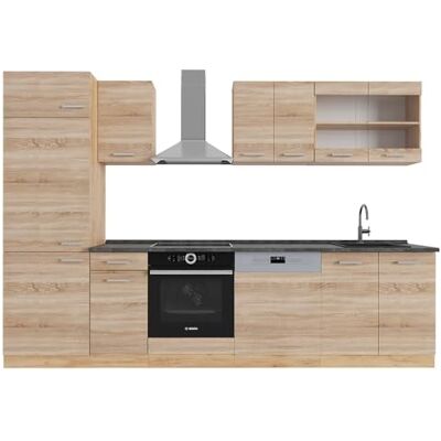 Vicco Cuisine R-Line, Sonoma/Chêne doré, 300cm, PT Anthracite, pour Une Disposition Flexible et Une Extension avec des modules supplémentaires - Publicité Vicco Cuisine R-Line, Sonoma/Chêne doré, 300cm, PT Anthracite, pour Une Disposition Flexible et Une Extension avec des modules supplémentaires - Publicité