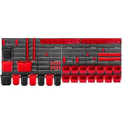 KADAX Lot de 46 Étagère Murale d'atelier, 116 x 39 cm, en Plastique Robuste, système de Stockage résistant aux UV, plaques murales Extensibles, pour Atelier ou Jardin, Rouge - Publicité KADAX Lot de 46 Étagère Murale d'atelier, 116 x 39 cm, en Plastique Robuste, système de Stockage résistant aux UV, plaques murales Extensibles, pour Atelier ou Jardin, Rouge - Publicité