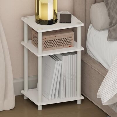 Furinno Just Table de Chevet, Table de Nuit à 3 Niveaux Turn-N-Tube, Table de Chevet sans Outil, Table d'appoint avec Rangement Ouvert pour Chambre ou Salon, Blanche - Publicité Furinno Just Table de Chevet, Table de Nuit à 3 Niveaux Turn-N-Tube, Table de Chevet sans Outil, Table d'appoint avec Rangement Ouvert pour Chambre ou Salon, Blanche - Publicité