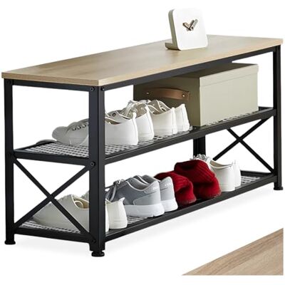tectake ® Etagere Chaussures 101 x 30,5 x 45,5 cm, Rangement Chaussures 2 étagères grillagées, Style Industriel Meuble Chaussure Rangement Chaussure Meuble d'entrée Dressing Salon Chambre, Bois Clair - Publicité tectake ® Etagere Chaussures 101 x 30,5 x 45,5 cm, Rangement Chaussures 2 étagères grillagées, Style Industriel Meuble Chaussure Rangement Chaussure Meuble d'entrée Dressing Salon Chambre, Bois Clair - Publicité