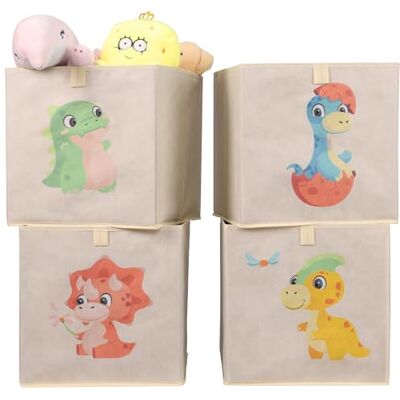 Navaris Boîte de rangement 4x Cube de rangement pour jouets et peluches Rangement pliable polyvalent pour organiser les chambres d'enfants Bac pliable avec motif dinosaure en tissu - Publicité Navaris Boîte de rangement 4x Cube de rangement pour jouets et peluches Rangement pliable polyvalent pour organiser les chambres d'enfants Bac pliable avec motif dinosaure en tissu - Publicité
