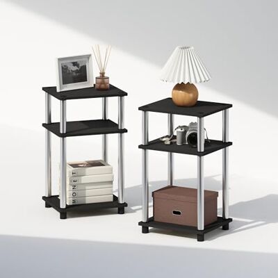 Furinno Just Ensemble de 2 Tables de Chevet, Table de Chevet à 3 Niveaux Turn-N-Tube, sans Outils, Table d'appoint avec Rangement Ouvert pour Chambre ou Salon, Finition américaine/Acier Inoxydable - Publicité Furinno Just Ensemble de 2 Tables de Chevet, Table de Chevet à 3 Niveaux Turn-N-Tube, sans Outils, Table d'appoint avec Rangement Ouvert pour Chambre ou Salon, Finition américaine/Acier Inoxydable - Publicité
