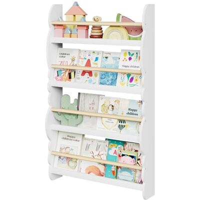 WOLTU Bibliothèque Murale, Étagère de Rangement pour Chambre d'enfants pour Ranger des Livres, 60x14,5x98 cm,Jouets en Bois MDF à 4 Niveaux, Blanc - Publicité WOLTU Bibliothèque Murale, Étagère de Rangement pour Chambre d'enfants pour Ranger des Livres, 60x14,5x98 cm,Jouets en Bois MDF à 4 Niveaux, Blanc - Publicité