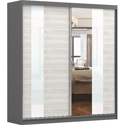 Fabryka Mebli Idźczak Armoire Multi 32 Avec Miroir, 2 Portes Coulissantes 203 x 218 x 61 cm, Moderne Pour Chambre et Salon Graphit/Kathult - Publicité Fabryka Mebli Idźczak Armoire Multi 32 Avec Miroir, 2 Portes Coulissantes 203 x 218 x 61 cm, Moderne Pour Chambre et Salon Graphit/Kathult - Publicité