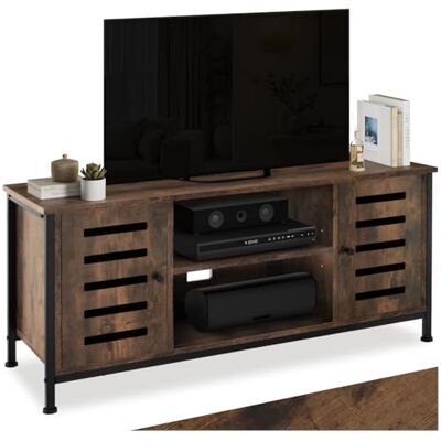 tectake ® Meuble TV 110 x 41,5 x 50,5 cm, Meuble Salon pour Television, 2 Compartiments Ouverts et 2 fermés par Porte, 4 encoches Pratiques, Etagere télévision, Banc TV Salon, Chambre, Bois Foncé - Publicité tectake ® Meuble TV 110 x 41,5 x 50,5 cm, Meuble Salon pour Television, 2 Compartiments Ouverts et 2 fermés par Porte, 4 encoches Pratiques, Etagere télévision, Banc TV Salon, Chambre, Bois Foncé - Publicité