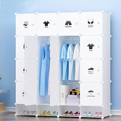 LANTUS Armoire Penderie Portable, Étagère de Rangement, Cubes de Stockage Modulaire en Plastique, Assemblage Facile pour Vêtements, Accessoires, Jouets,4ème étage - Publicité LANTUS Armoire Penderie Portable, Étagère de Rangement, Cubes de Stockage Modulaire en Plastique, Assemblage Facile pour Vêtements, Accessoires, Jouets,4ème étage - Publicité