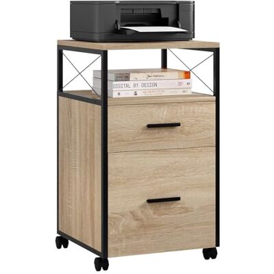 WOLTU Caisson de Bureau à roulettes, Armoire Mobile à 2 Tiroirs avec 1 Compartiment Ouvert, Meuble de Rangement pour Dossiers, Documents A4, Effet Bois Clair, 40x40x69cm, ASK09hei - Publicité WOLTU Caisson de Bureau à roulettes, Armoire Mobile à 2 Tiroirs avec 1 Compartiment Ouvert, Meuble de Rangement pour Dossiers, Documents A4, Effet Bois Clair, 40x40x69cm, ASK09hei - Publicité