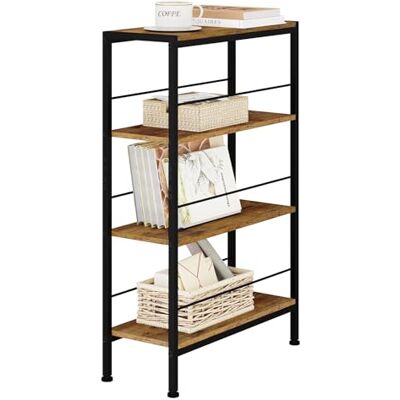 WOLTU Étagère de Rangement, Étagère Étroite à 4 Niveaux, Style Industriel, en MDF + Cadre Métallique, Marron Rustique + Noir, L50xP20xH78 cm, RGB52shm - Publicité WOLTU Étagère de Rangement, Étagère Étroite à 4 Niveaux, Style Industriel, en MDF + Cadre Métallique, Marron Rustique + Noir, L50xP20xH78 cm, RGB52shm - Publicité