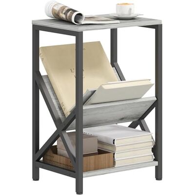 HOMCOM Table d'appoint étroite, Bout de canapé avec Rangement à 3 Niveaux, Porte-revues en V, Cadre en Acier, Table Basse Industrielle pour Salon, Chambre, 40 x 30 x 61 cm, Gris foncé - Publicité HOMCOM Table d'appoint étroite, Bout de canapé avec Rangement à 3 Niveaux, Porte-revues en V, Cadre en Acier, Table Basse Industrielle pour Salon, Chambre, 40 x 30 x 61 cm, Gris foncé - Publicité