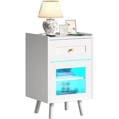 YITAHOME Table de Chevet avec Barre Lumineuse LED 7 Couleurs, Armoire de Chevet avec tiroir et étagère réglable, Table d'appoint de Rangement Noire pour Chambre à Coucher, Salon, 40 x 35 x 62 cm - Publicité YITAHOME Table de Chevet avec Barre Lumineuse LED 7 Couleurs, Armoire de Chevet avec tiroir et étagère réglable, Table d'appoint de Rangement Noire pour Chambre à Coucher, Salon, 40 x 35 x 62 cm - Publicité