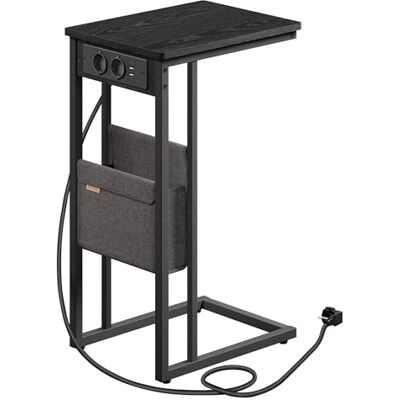 VASAGLE Table d’Appoint, Table de Chevet avec Multiprise, Bout de Canapé en Forme de C, pour Petits Espaces, 2 Ports USB et Prises, Sac, Pieds Réglables, pour Chambre, Salon, Noir Boisé LET356B02V1 - Publicité VASAGLE Table d’Appoint, Table de Chevet avec Multiprise, Bout de Canapé en Forme de C, pour Petits Espaces, 2 Ports USB et Prises, Sac, Pieds Réglables, pour Chambre, Salon, Noir Boisé LET356B02V1 - Publicité