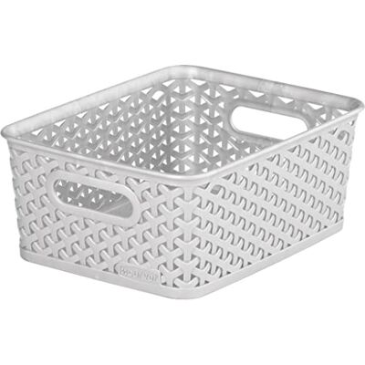Curver Petite boîte de rangement Imitation rotin Gris, 20 x 26 x 10 cm H - Publicité Curver Petite boîte de rangement Imitation rotin Gris, 20 x 26 x 10 cm H - Publicité