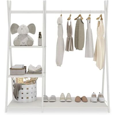 IDIMEX Penderie Enfant LOTTE avec 3 étagères en Bois Massif, Dimensions 108x115x47 cm, idéale pour Garde-Robe compacte, Rangement vêtements Enfant, Blanc - Publicité IDIMEX Penderie Enfant LOTTE avec 3 étagères en Bois Massif, Dimensions 108x115x47 cm, idéale pour Garde-Robe compacte, Rangement vêtements Enfant, Blanc - Publicité