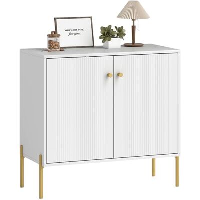 HOMCOM Buffet Salon, Meuble de Rangement avec Double Porte cannelée, étagère réglable, Pieds en Acier, Style Moderne, Buffet Salle à Manger et Cuisine, 80 x 39,1 x 76 cm, Blanc - Publicité HOMCOM Buffet Salon, Meuble de Rangement avec Double Porte cannelée, étagère réglable, Pieds en Acier, Style Moderne, Buffet Salle à Manger et Cuisine, 80 x 39,1 x 76 cm, Blanc - Publicité