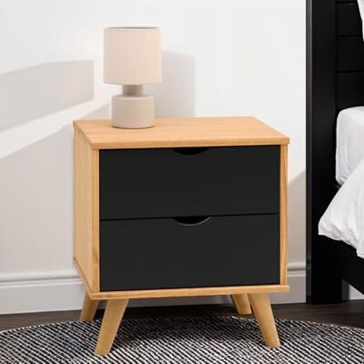IDIMEX Table de Chevet Colima en Bois Massif Noir avec 2 tiroirs, Table de Nuit pour Chambre en Bois sur Pieds - Publicité IDIMEX Table de Chevet Colima en Bois Massif Noir avec 2 tiroirs, Table de Nuit pour Chambre en Bois sur Pieds - Publicité