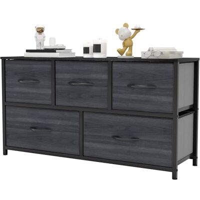 YITAHOME Commode, 5 Tiroirs en Tissu Commode Chambre Meuble de Rangement, Cadre en Métal,pour Chambre à Coucher, Salon,Grain de Bois Noir - Publicité YITAHOME Commode, 5 Tiroirs en Tissu Commode Chambre Meuble de Rangement, Cadre en Métal,pour Chambre à Coucher, Salon,Grain de Bois Noir - Publicité