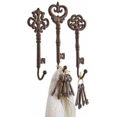 Loberon Glennbrook Lot de 3 patères en Forme de clés romantiques et Antiques Trois Formes, Trois Tailles, Marron - Publicité Loberon Glennbrook Lot de 3 patères en Forme de clés romantiques et Antiques Trois Formes, Trois Tailles, Marron - Publicité