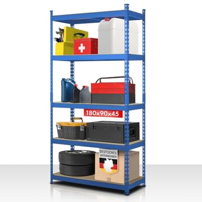 KARAT Étagères pour Charges Lourdes Étagères Enfichables avec 5 tablettes à Hauteur réglable – Rayonnages en métal Idéal pour Cave Garage Entrepôt Stockage, Rhino (Bleu, 180 x 90 x 60 cm (HxLxl)) - Publicité KARAT Étagères pour Charges Lourdes Étagères Enfichables avec 5 tablettes à Hauteur réglable – Rayonnages en métal Idéal pour Cave Garage Entrepôt Stockage, Rhino (Bleu, 180 x 90 x 60 cm (HxLxl)) - Publicité