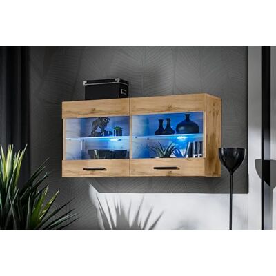 Komodee , Vitrine Armoire Savona, Wotan Wotan, Largeur 100 cm x Hauteur 50 cm x Profondeur 30 cm, LED Bleues, 2 étagères, pour Salon, Chambre, Entrée, Cuisine - Publicité Komodee , Vitrine Armoire Savona, Wotan Wotan, Largeur 100 cm x Hauteur 50 cm x Profondeur 30 cm, LED Bleues, 2 étagères, pour Salon, Chambre, Entrée, Cuisine - Publicité