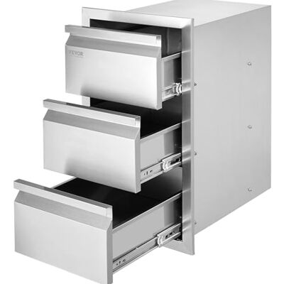 VEVOR Tiroirs de Cuisine d'Extérieur 38x48x65cm, Tiroirs Argent Triple en Acier Inoxydable,Commode de Rangement Inox 3 Tiroirs Intégrés pour Ilot de Barbecue/Rangement Ustensiles de Cuisine - Publicité VEVOR Tiroirs de Cuisine d'Extérieur 38x48x65cm, Tiroirs Argent Triple en Acier Inoxydable,Commode de Rangement Inox 3 Tiroirs Intégrés pour Ilot de Barbecue/Rangement Ustensiles de Cuisine - Publicité