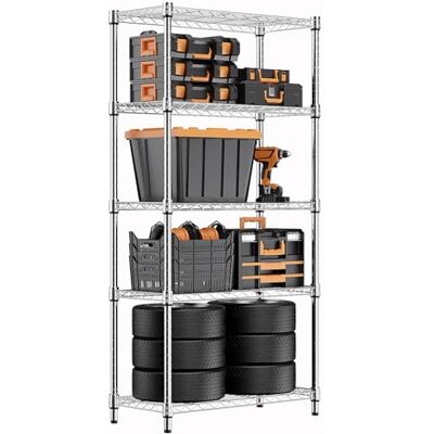 M MZG Étagères de Rangement 5 Niveaux Étagère métallique Robuste à Hauteur réglable avec Pieds de nivellement Capacité de Charge de 567.5 kg pour Garage, buanderie, Cuisine 35 x 60 x 158.7 cm Chrome - Publicité M MZG Étagères de Rangement 5 Niveaux Étagère métallique Robuste à Hauteur réglable avec Pieds de nivellement Capacité de Charge de 567.5 kg pour Garage, buanderie, Cuisine 35 x 60 x 158.7 cm Chrome - Publicité