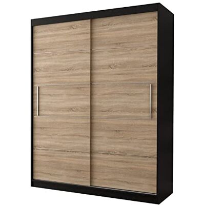 Fabryka Mebli Idźczak Armoire à Portes Coulissantes Vista 06, Armoire 2 Portes 150 x 200 x 61 cm, Armoire de Chambre, Armoire de Rangement, Armoire Salon, Armoires Moderne Noir/Sonoma - Publicité Fabryka Mebli Idźczak Armoire à Portes Coulissantes Vista 06, Armoire 2 Portes 150 x 200 x 61 cm, Armoire de Chambre, Armoire de Rangement, Armoire Salon, Armoires Moderne Noir/Sonoma - Publicité