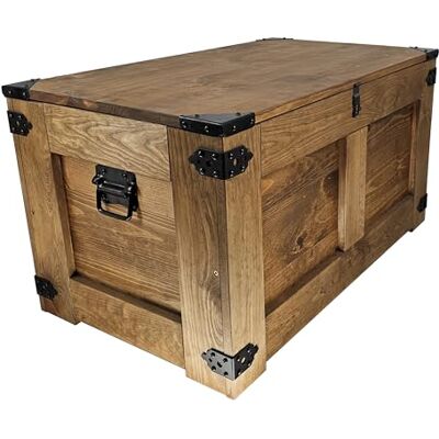 Creative coffre en bois, boîte de rangement table basse rustique, coffre à jouets, 77x49x45 cm, artisanal, huile de bois eco brun - Publicité Creative coffre en bois, boîte de rangement table basse rustique, coffre à jouets, 77x49x45 cm, artisanal, huile de bois eco brun - Publicité