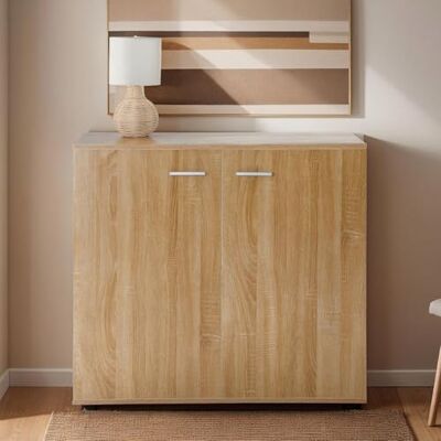 IDIMEX Buffet Chicago Commode Meuble de Rangement en mélaminé décor chêne Sonoma, avec 2 Portes - Publicité IDIMEX Buffet Chicago Commode Meuble de Rangement en mélaminé décor chêne Sonoma, avec 2 Portes - Publicité