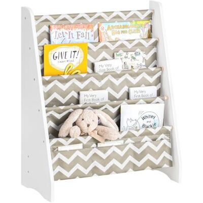 SoBuy Bibliothèque Enfant Meuble Rangement Jouet et Livres pour Chambre Enfant Étagère à Livre avec 4 Compartiments et 3 Poches Tissu Gris 63x28x76cm KMB50-HG - Publicité SoBuy Bibliothèque Enfant Meuble Rangement Jouet et Livres pour Chambre Enfant Étagère à Livre avec 4 Compartiments et 3 Poches Tissu Gris 63x28x76cm KMB50-HG - Publicité