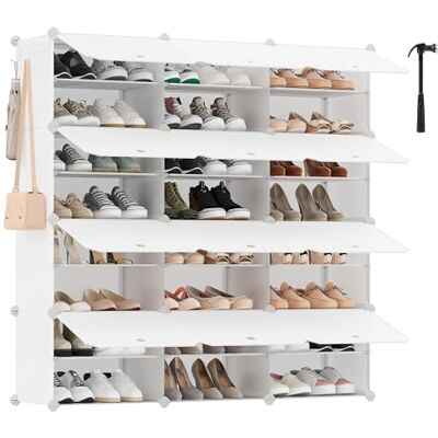 SONGMICS Étagère à Chaussures 12 Compartiments, Étagère de Rangement Modulable, Compartiment de 30 x 40 x 30 cm, Porte, Cadre en Acier, Plastique, pour Couloir, Chambre, Entrée, Blanc Nuage LPC040W02 - Publicité SONGMICS Étagère à Chaussures 12 Compartiments, Étagère de Rangement Modulable, Compartiment de 30 x 40 x 30 cm, Porte, Cadre en Acier, Plastique, pour Couloir, Chambre, Entrée, Blanc Nuage LPC040W02 - Publicité