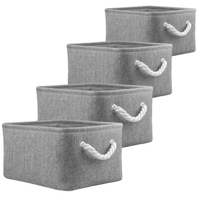 Mangata – Lot de 4 boîtes de rangement avec poignées pour jouets et étagères en tissu épais (petit, gris) - Publicité Mangata – Lot de 4 boîtes de rangement avec poignées pour jouets et étagères en tissu épais (petit, gris) - Publicité