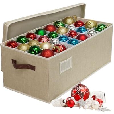 Relaxdays boîte de Rangement pour Boules de Noël, Polyester/Carton, Beige, 26x66,5x33 cm - Publicité Relaxdays boîte de Rangement pour Boules de Noël, Polyester/Carton, Beige, 26x66,5x33 cm - Publicité