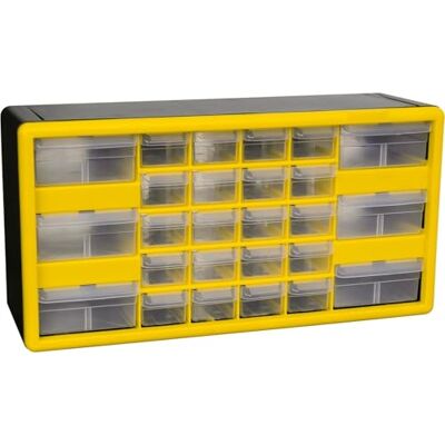 Akro-Mils 10126 26-Drawer Plastic Drawer Storage Cabinet for Garage Organization, Teacher Toolbox, Makeup Organizer, and More, 50,8 cm W x 16 cm D x 26 cm H, Yellow - Publicité Akro-Mils 10126 26-Drawer Plastic Drawer Storage Cabinet for Garage Organization, Teacher Toolbox, Makeup Organizer, and More, 50,8 cm W x 16 cm D x 26 cm H, Yellow - Publicité