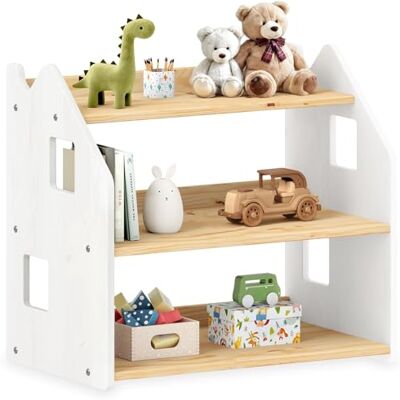 IDIMEX Étagère Enfant Yasmin Forme Maison 3 étages 65 x 60 x 41 cm Bois lasuré Naturel/Blanc – idéale Chambre Rangement Montessori - Publicité IDIMEX Étagère Enfant Yasmin Forme Maison 3 étages 65 x 60 x 41 cm Bois lasuré Naturel/Blanc – idéale Chambre Rangement Montessori - Publicité
