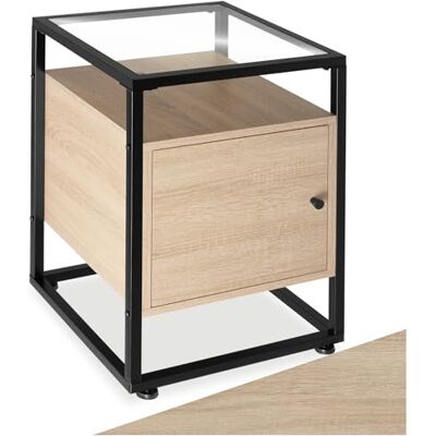 tectake ® Table de Chevet 40 x 43 x 60,5 cm, Table de Nuit avec Plateau en Verre, Style Industriel, Chevet de lit Porte magnétique et étagère réglable, Meuble Chambre, Decoration Chambre, Bois Clair - Publicité tectake ® Table de Chevet 40 x 43 x 60,5 cm, Table de Nuit avec Plateau en Verre, Style Industriel, Chevet de lit Porte magnétique et étagère réglable, Meuble Chambre, Decoration Chambre, Bois Clair - Publicité