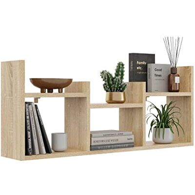 KUBUTKU Étagère murale décorative avec 6 étagères, 97 x 40 x 18, design scandinave et moderne, pour salon, cuisine, bureau, chambre à coucher, salle de bain, étagère suspendue bibliothèque (chêne - Publicité KUBUTKU Étagère murale décorative avec 6 étagères, 97 x 40 x 18, design scandinave et moderne, pour salon, cuisine, bureau, chambre à coucher, salle de bain, étagère suspendue bibliothèque (chêne - Publicité